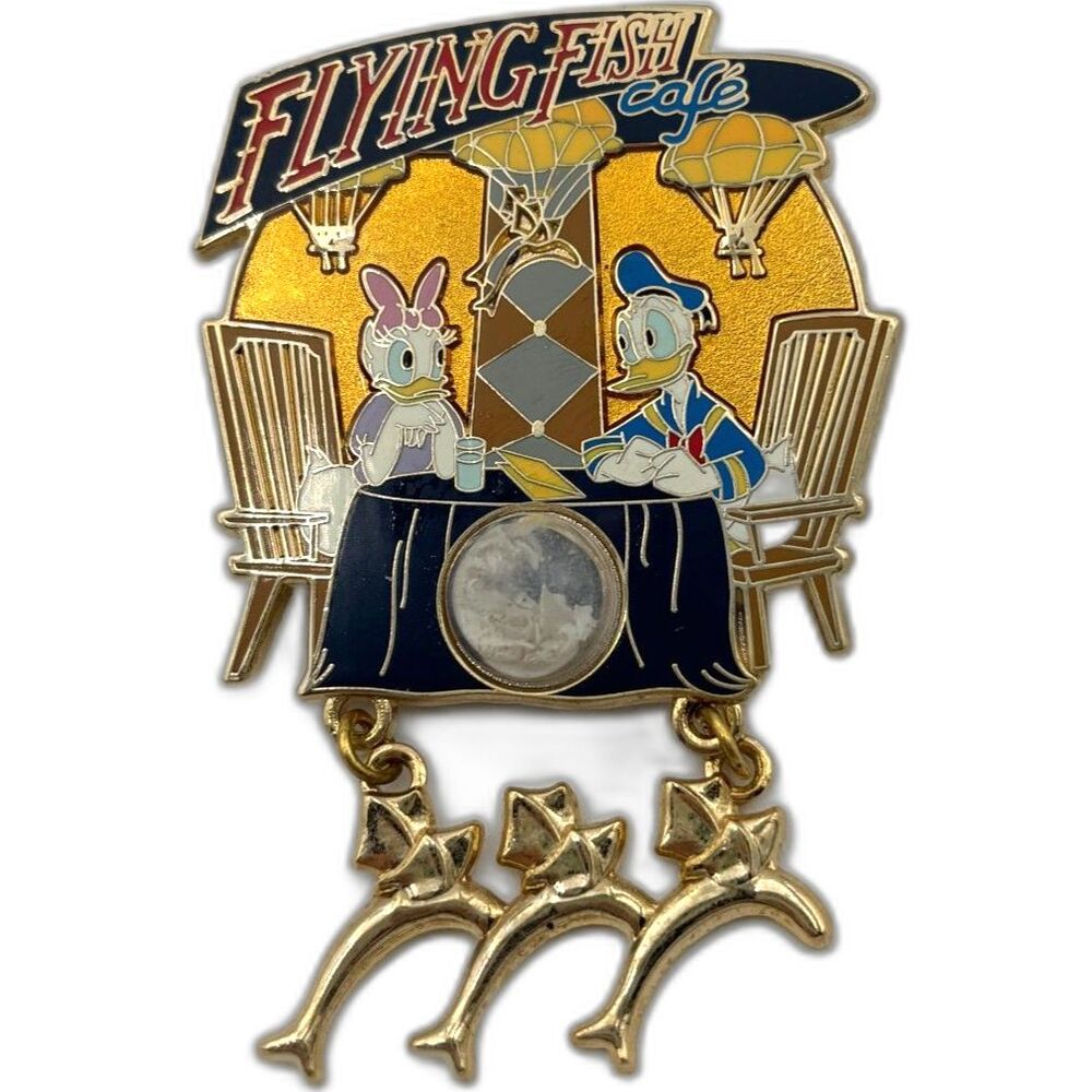 Disney 2017 "Piece of WDW History" Donald & Daisy Duck Flying Fish Cafe Pin